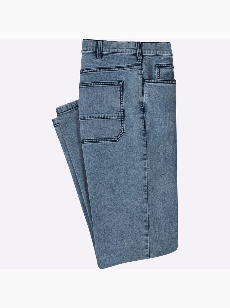 Jean 5 Poches Délavage Spécial Pour Un Coloris Tendance - Taille Standard - Moda Vilona Bleu Blanc - Kiabi