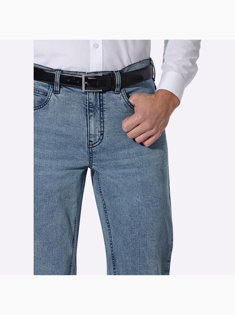 Jean 5 Poches Délavage Spécial Pour Un Coloris Tendance - Taille Standard - Moda Vilona Bleu Blanc - Kiabi