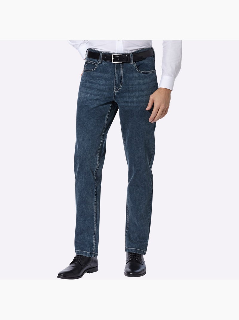 Jean 5 Poches Délavage Spécial Pour Un Coloris Tendance - Taille Standard - Moda Vilona Bleu foncé - Kiabi
