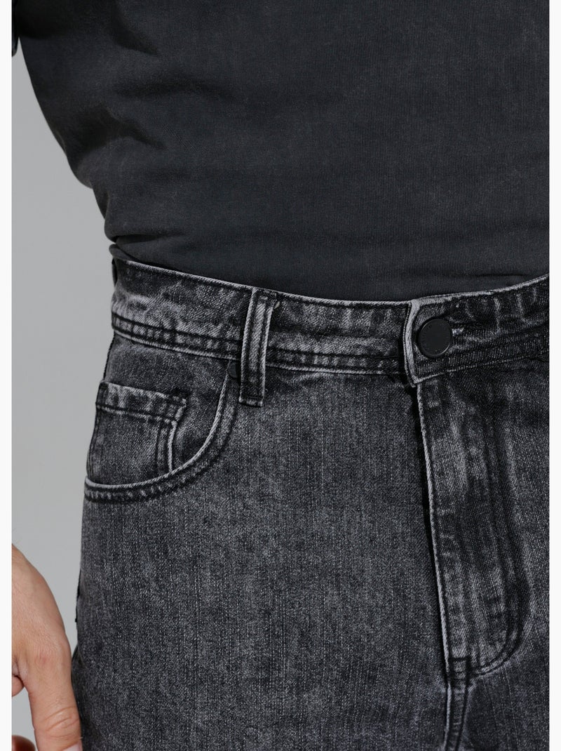Jean 5 poches délavé coupe regular - AFIBEL Noir - Kiabi