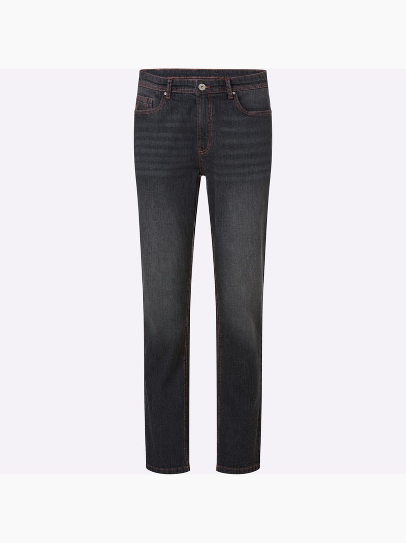 Jean 5 poches délavé tendance - taille moyenne - witt Noir - Kiabi