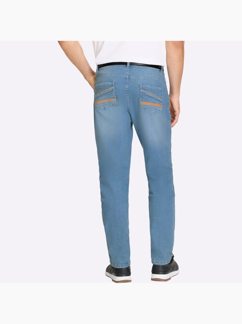 Jean 5 Poches Délavé Tendance - Taille Standard - Witt Bleu - Kiabi