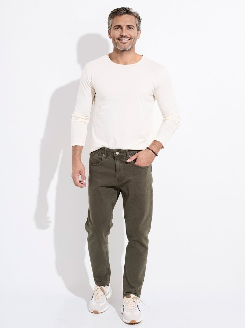 Jean 5 poches denim foncé, coupe droite - AFIBEL Kaki - Kiabi