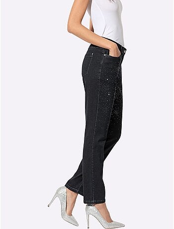 Jean 5 poches denim ultra-extensible avec effet modelant - taille courte - helline