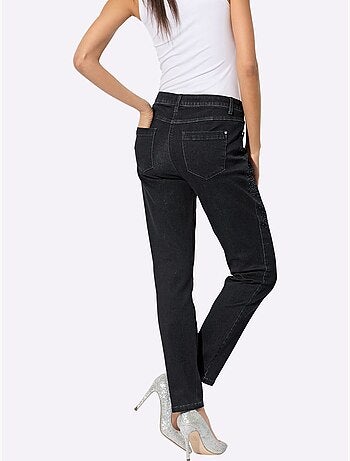 Jean 5 poches denim ultra-extensible avec effet modelant - taille courte - helline