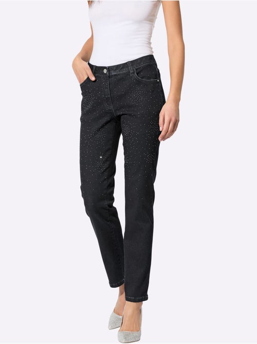Jean 5 poches denim ultra-extensible avec effet modelant - taille courte - helline - Kiabi Jean 5 poches denim ultra-extensible avec effet modelant - taille courte - helline - Kiabi