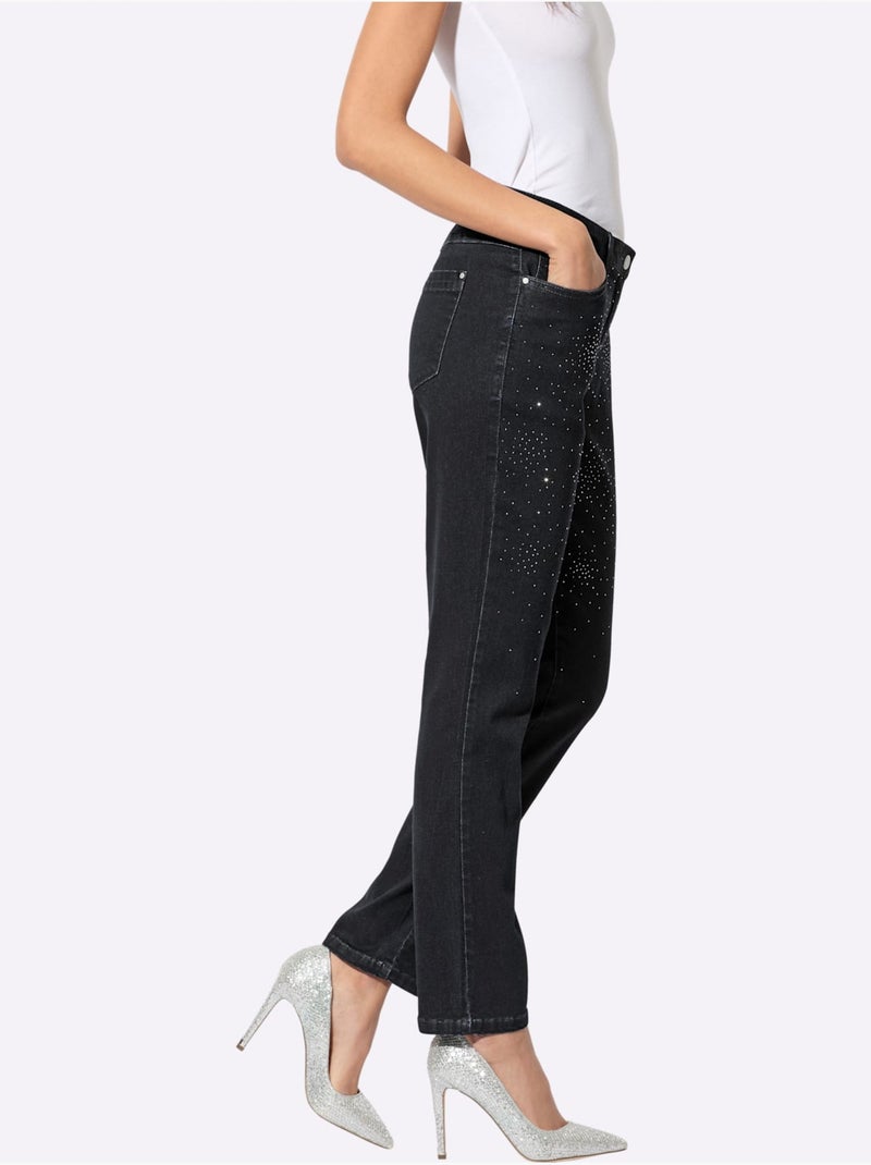 Jean 5 poches denim ultra-extensible avec effet modelant - taille courte - helline Bleu foncé - Kiabi