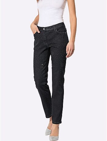 Jean 5 poches denim ultra-extensible avec effet modelant - taille standard - helline