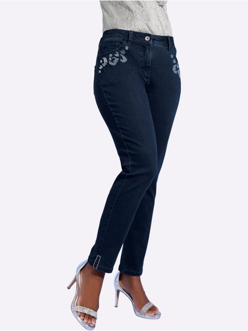 Jean 5 Poches Denim Ultra-extensible Avec Effet Modelant - Taille Standard - Helline - Kiabi Jean 5 Poches Denim Ultra-extensible Avec Effet Modelant - Taille Standard - Helline - Kiabi