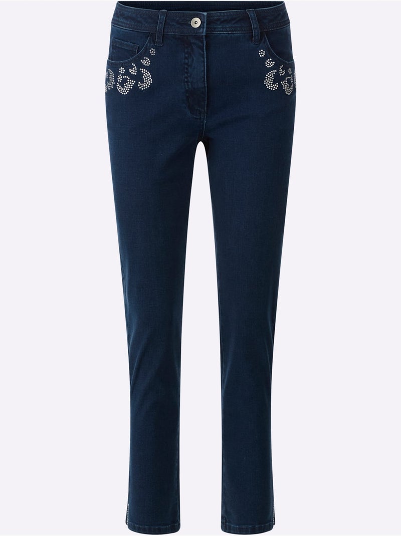 Jean 5 Poches Denim Ultra-extensible Avec Effet Modelant - Taille Standard - Helline Bleu jean - Kiabi