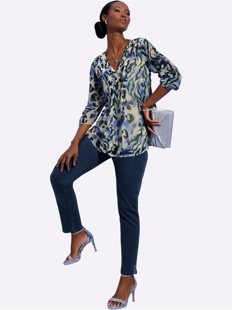 Jean 5 Poches Denim Ultra-extensible Avec Effet Modelant - Taille Standard - Helline Bleu jean - Kiabi