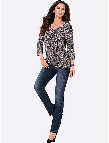 Jean 5 poches en coton à ceinture à passants et bouton - taille standard - witt