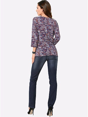 Jean 5 poches en coton à ceinture à passants et bouton - taille standard - witt