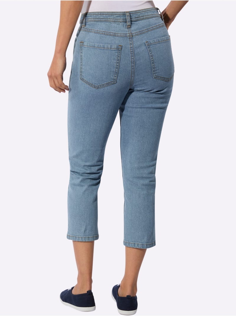 Jean 5 poches en coton extensible avec fermeture à glissière - Taille standard - Witt Bleu Blanc - Kiabi