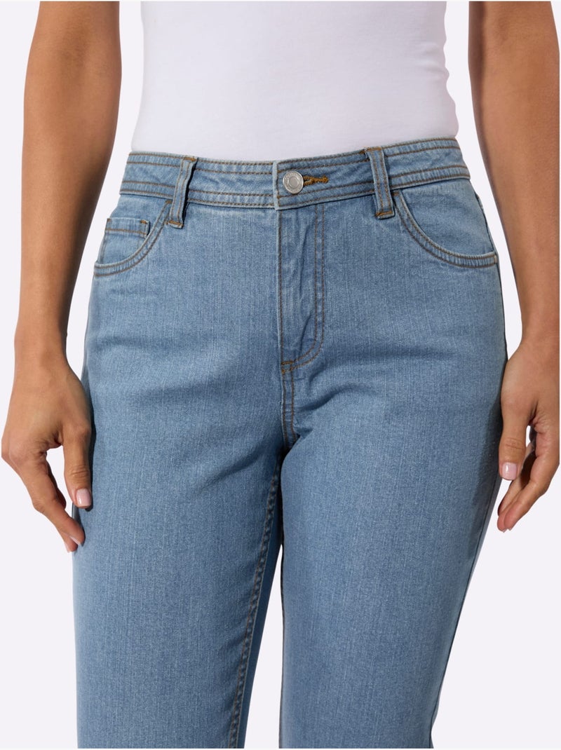 Jean 5 poches en coton extensible avec fermeture à glissière - Taille standard - Witt Bleu Blanc - Kiabi