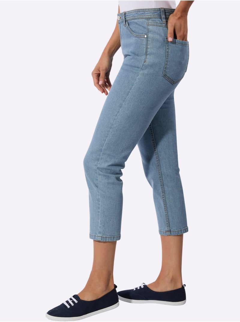 Jean 5 poches en coton extensible avec fermeture à glissière - Taille standard - Witt Bleu Blanc - Kiabi
