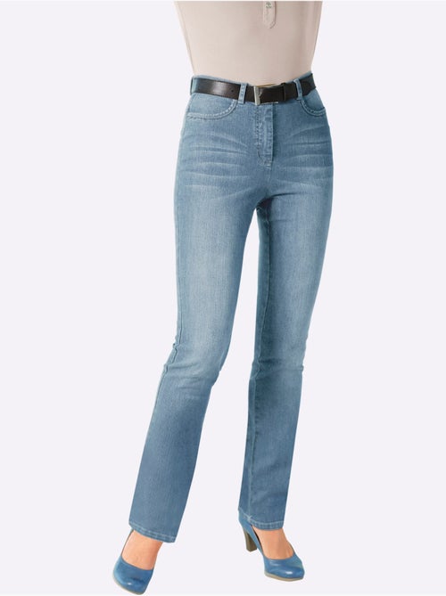 Jean 5 poches extensible à ceinture avec fermeture et poches brodées - taille courte - witt - Kiabi