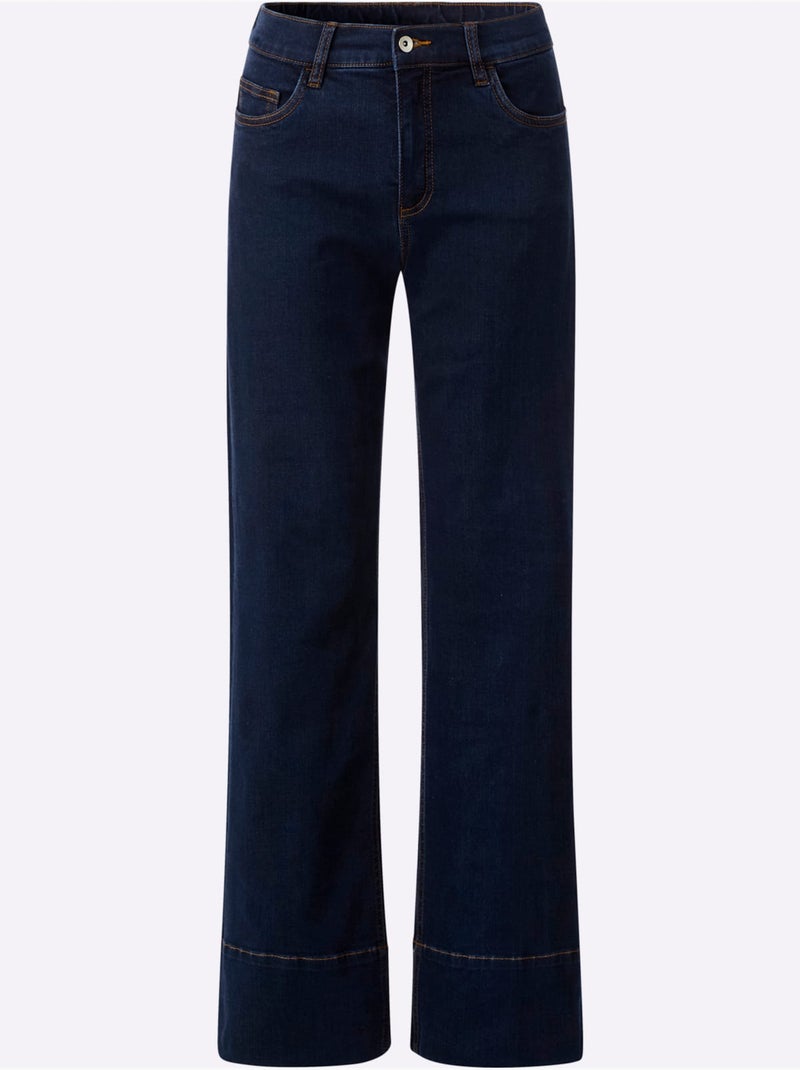 Jean 5 Poches Large Ourlet Arrondi - Taille Standard - Helline Bleu foncé - Kiabi
