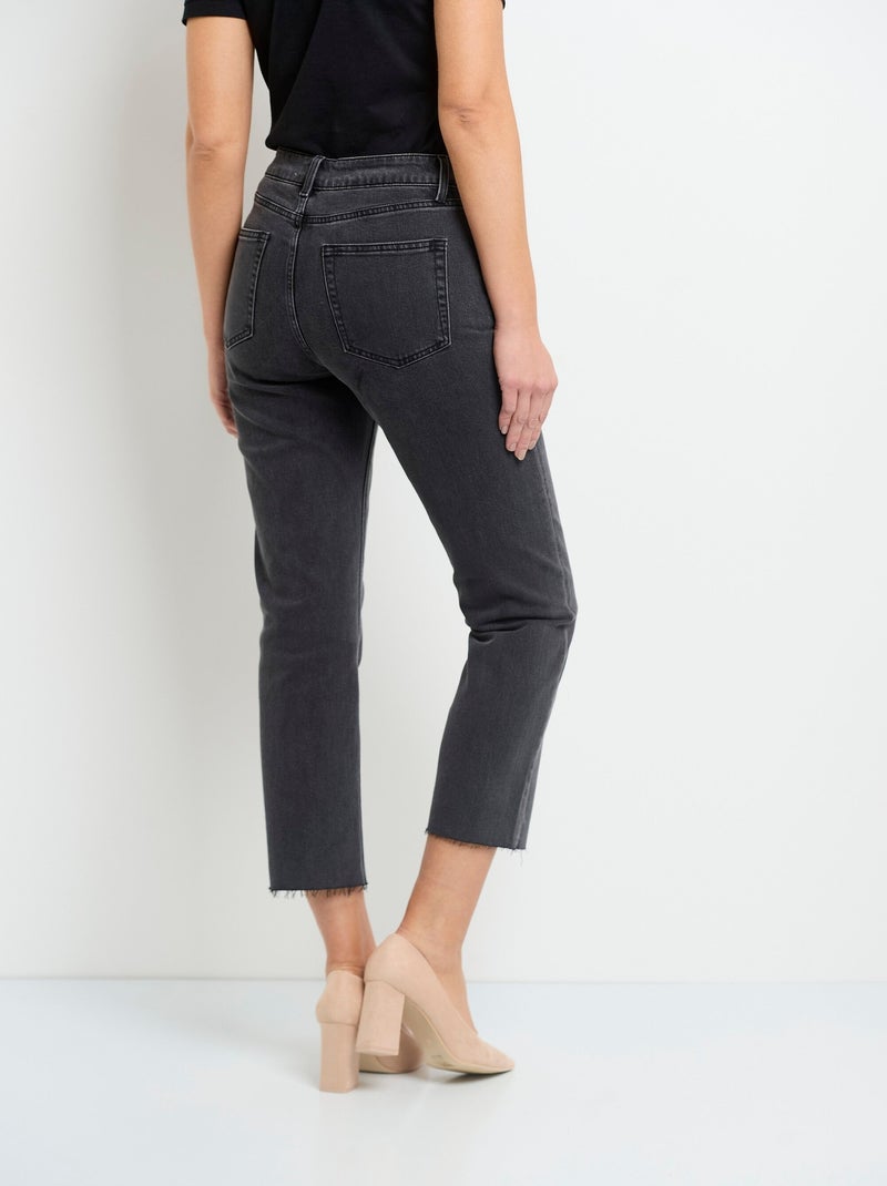 Jean 5 poches longueur 7/8e, bas effiloché Gris - Kiabi