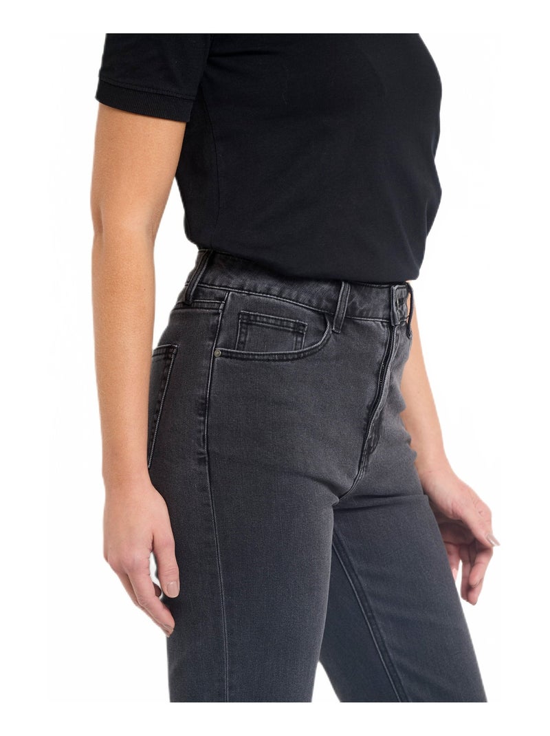 Jean 5 poches longueur 7/8e, bas effiloché Gris - Kiabi