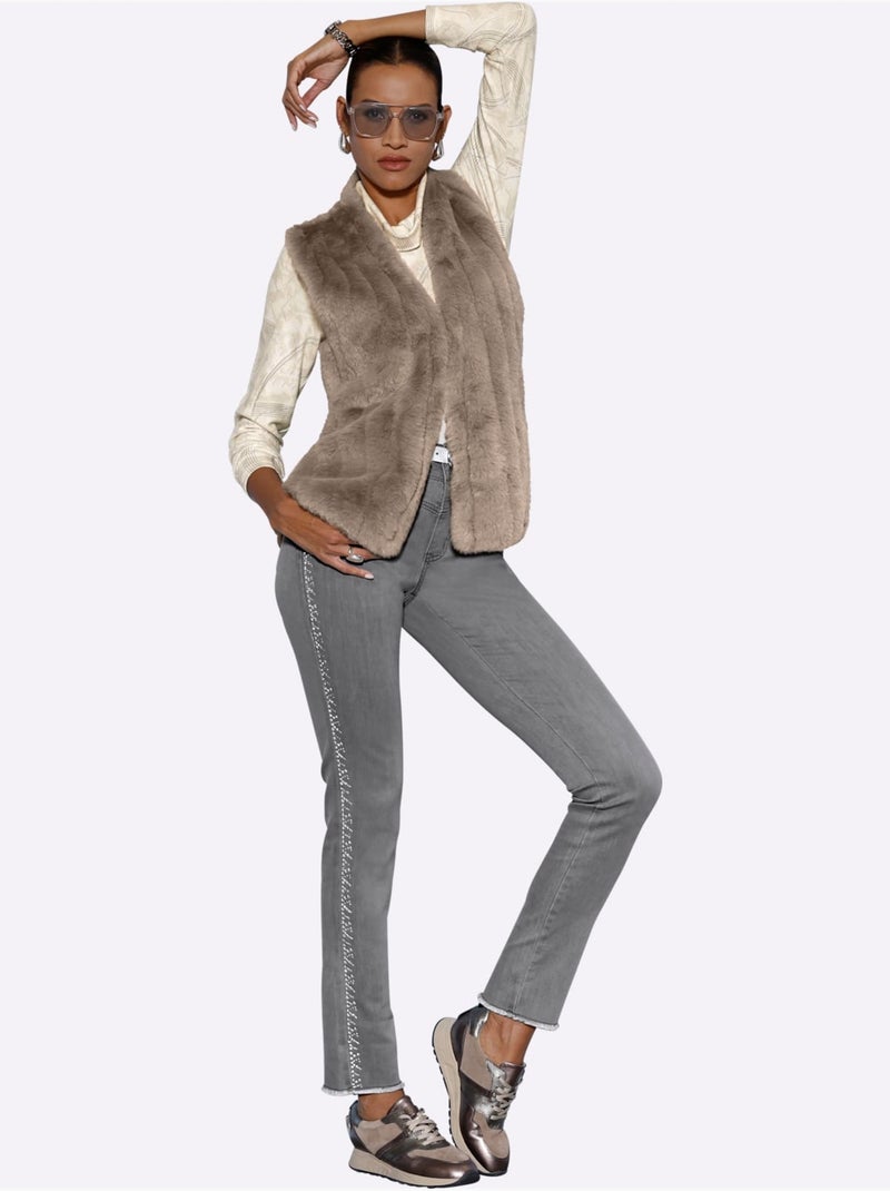 Jean 5 poches mélange coton et lyocell de qualité - taille standard - helline Gris Bleu - Kiabi
