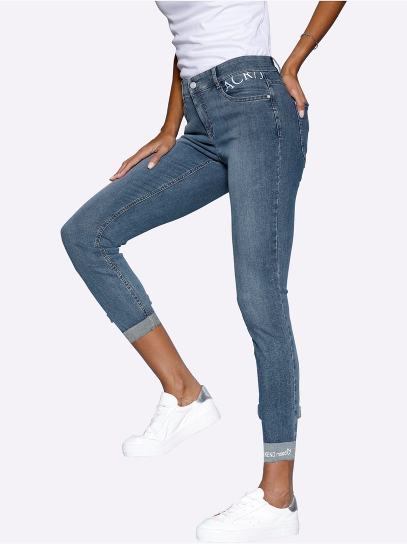 Jean 5 poches mélange de cotons agréable à porter - taille courte - helline Bleu jean - Kiabi