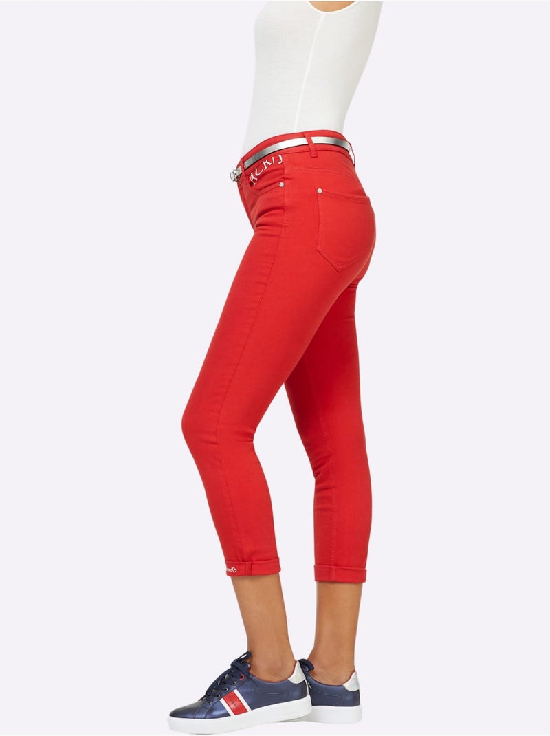 Jean 5 Poches Mélange De Cotons Agréable à Porter - Taille Standard - helline Rouge - Kiabi