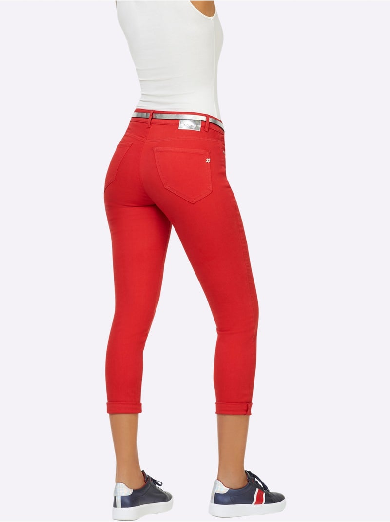 Jean 5 Poches Mélange De Cotons Agréable à Porter - Taille Standard - helline Rouge - Kiabi