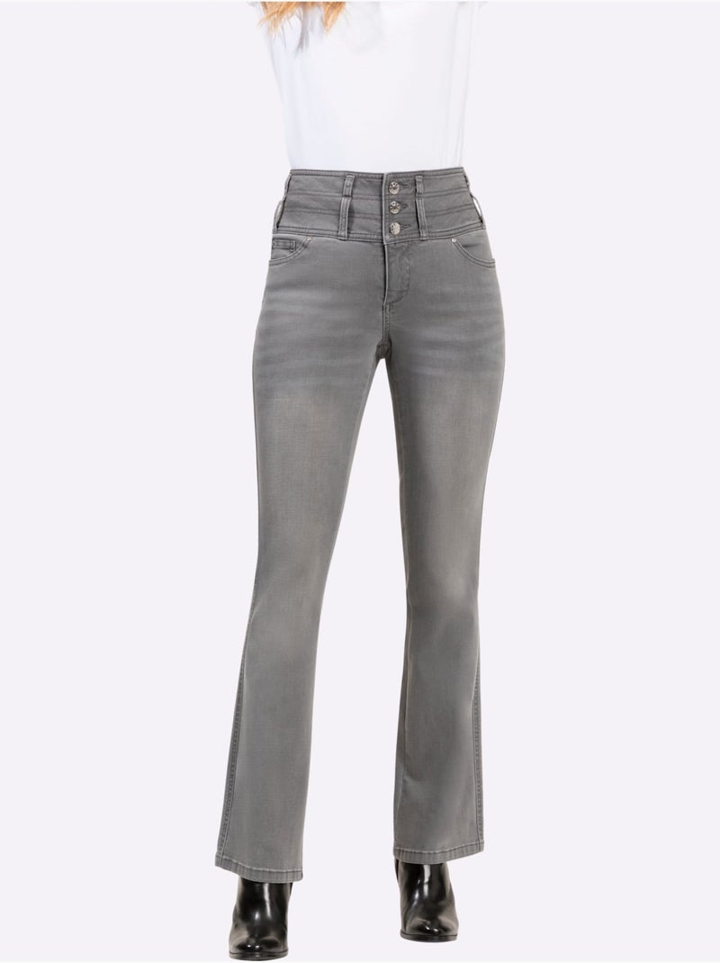 Jean 5 poches mélange de lyocell et de viscose de qualité - taille courte - witt Gris Bleu - Kiabi