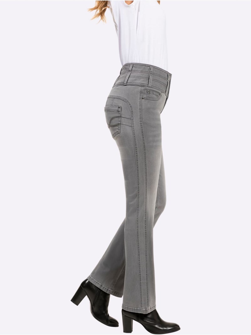 Jean 5 poches mélange de lyocell et de viscose de qualité - taille courte - witt Gris Bleu - Kiabi