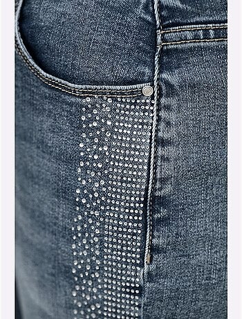 Jean 5 Poches Petites Pierres Brillantes Fantaisie - Taille Standard - Helline