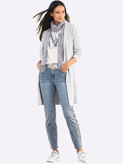 Jean 5 Poches Petites Pierres Brillantes Fantaisie - Taille Standard - Helline - Kiabi