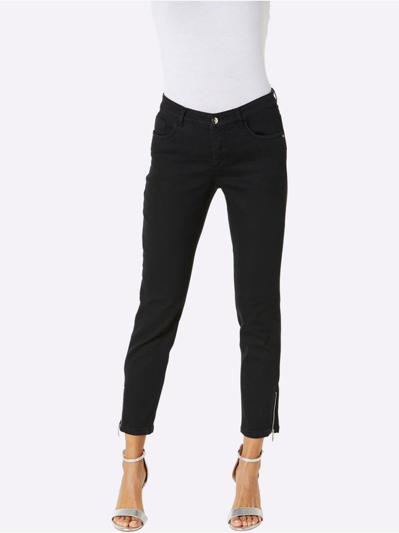 Jean 5 Poches Poches Avec Broderie Et Pierres Fantaisie - Taille Standard - Helline Noir - Kiabi
