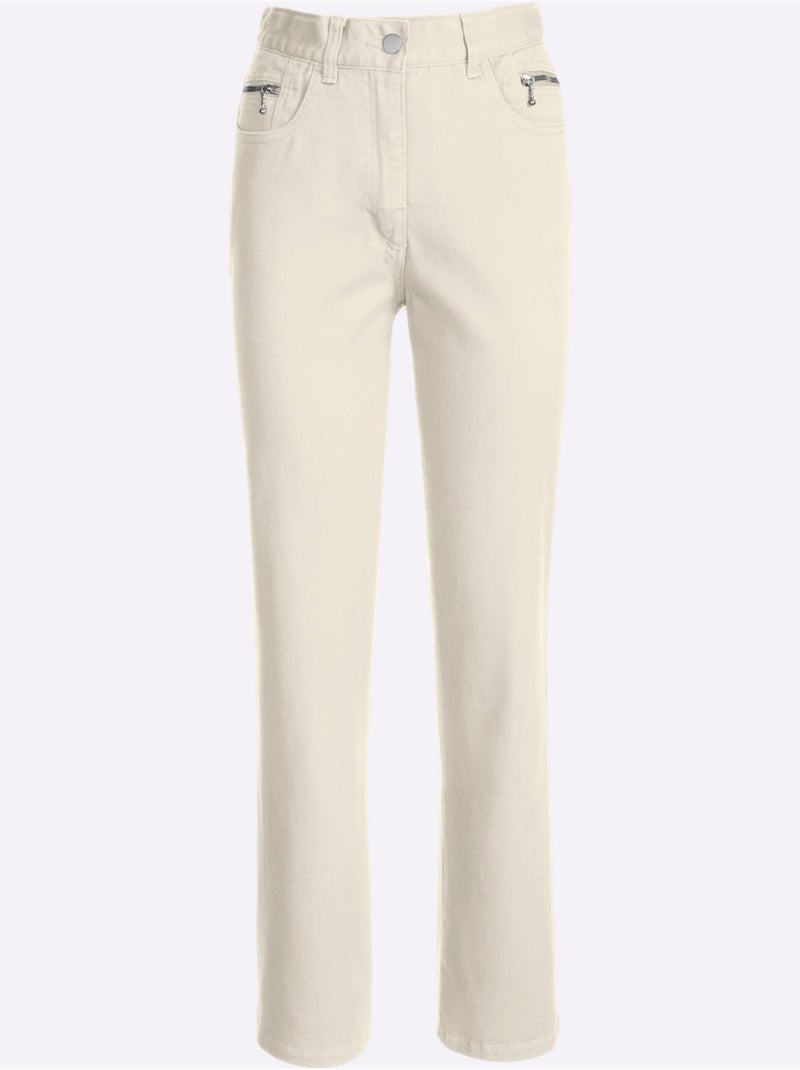 Jean 5 poches qualité coton - taille courte - witt Blanc cassé - Kiabi