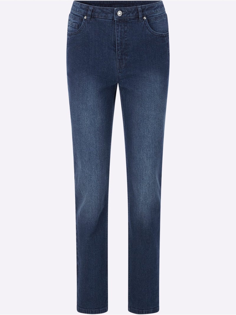 Jean 5 poches qualité coton - taille courte - witt Bleu foncé - Kiabi