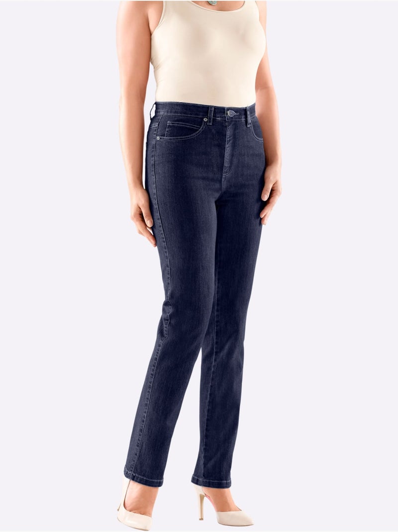 Jean 5 Poches Qualité Coton - Taille Courte - Witt Bleu foncé - Kiabi
