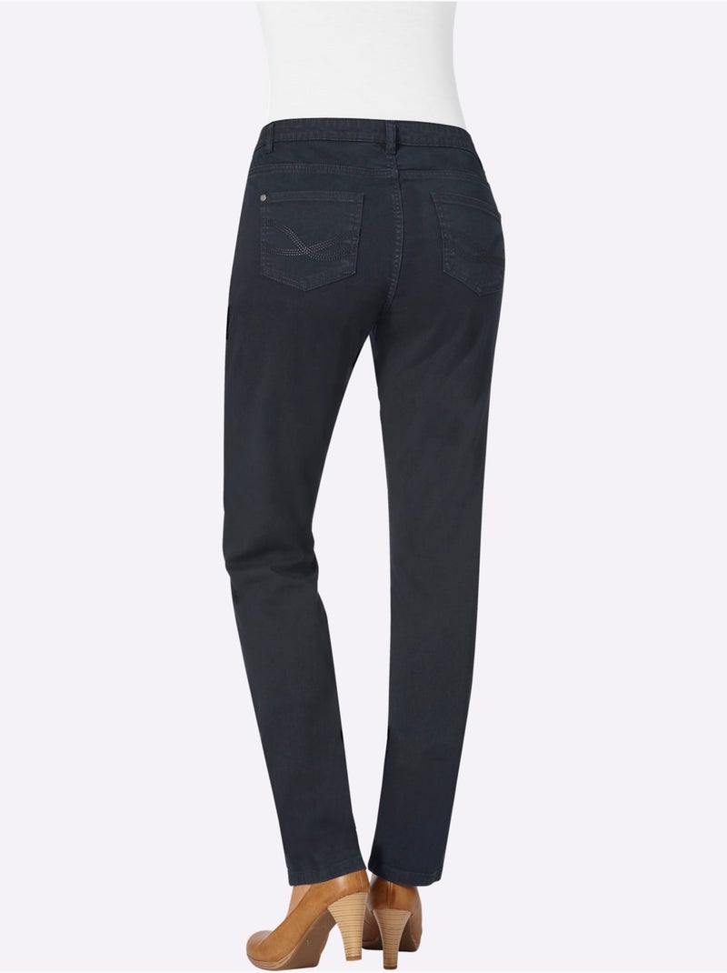 Jean 5 Poches Qualité Coton - Taille Courte - Witt Bleu marine - Kiabi