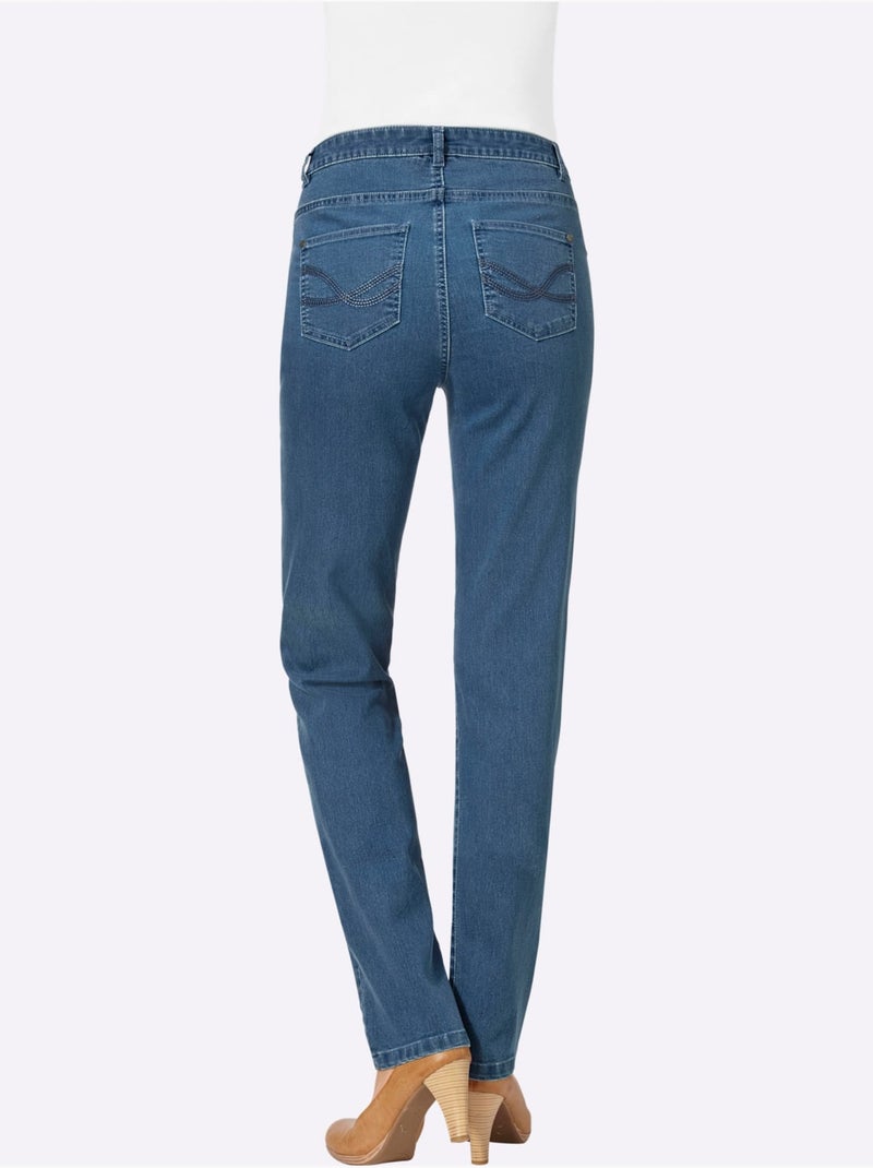 Jean 5 Poches Qualité Coton - Taille Courte - Witt Bleu - Kiabi