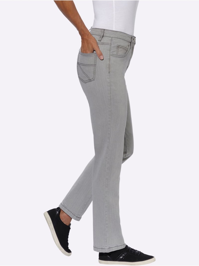 Jean 5 poches qualité coton - taille courte - witt Gris - Kiabi