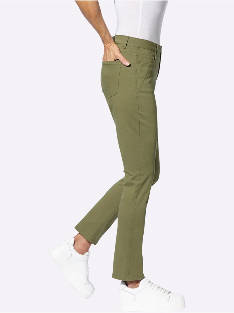 Jean 5 poches qualité coton - taille courte - witt Kaki - Kiabi