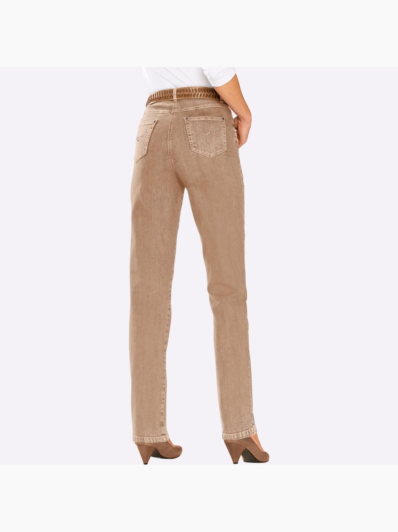 Jean 5 Poches Qualité Coton - Taille Courte - Witt Marron - Kiabi