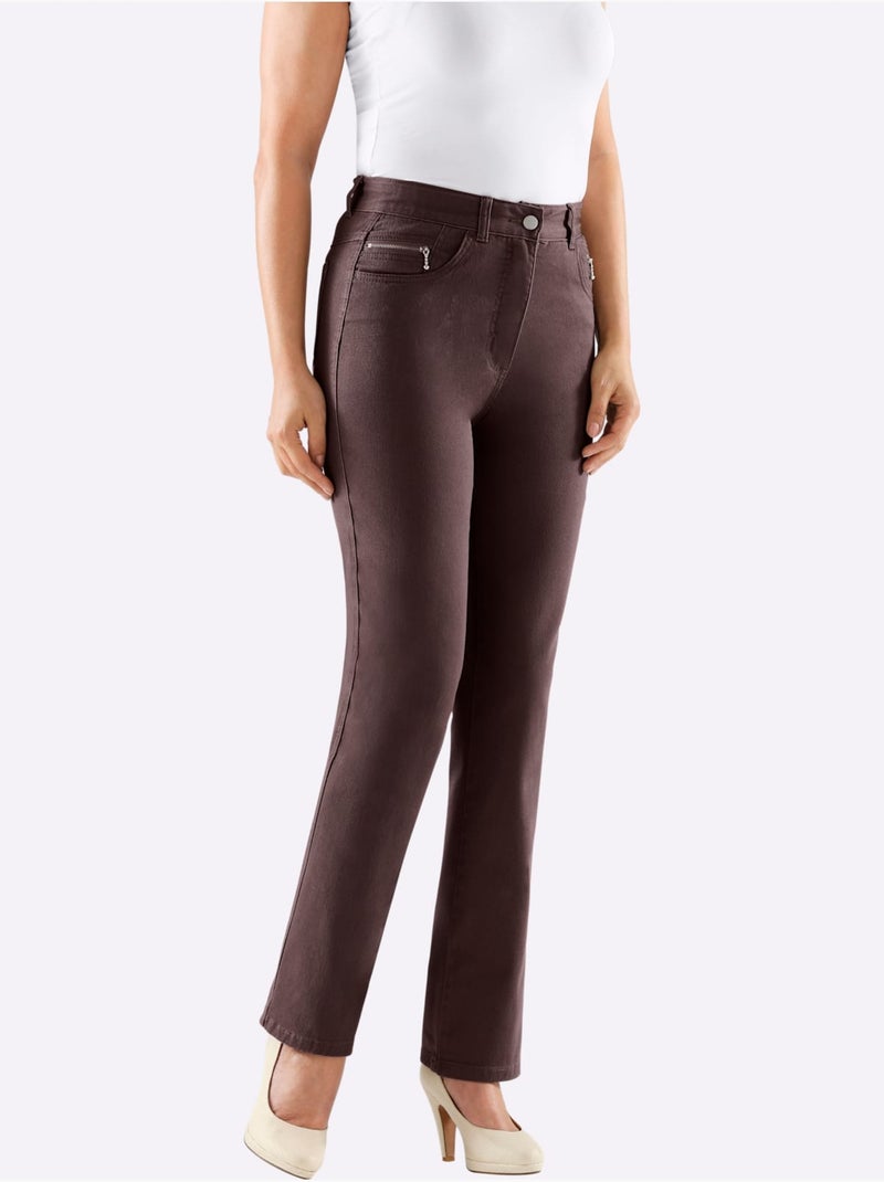 Jean 5 poches qualité coton - taille courte - witt Marron/Choco - Kiabi