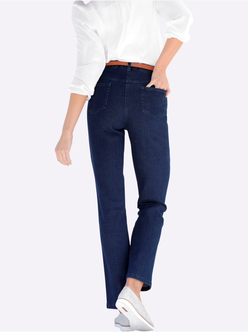 Jean 5 poches qualité coton - taille extra courte - witt Bleu foncé - Kiabi