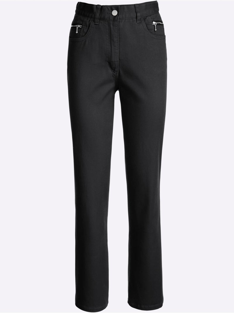 Jean 5 poches qualité coton - taille extra courte - witt Noir - Kiabi