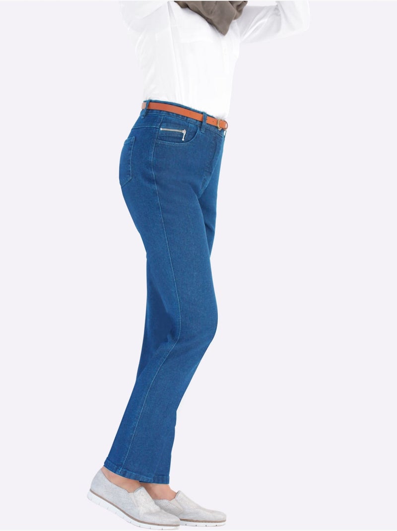 Jean 5 poches qualité coton - taille longue - witt Bleu jean - Kiabi