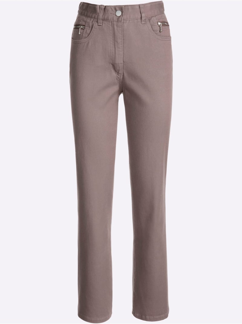 Jean 5 poches qualité coton - taille longue - witt Gris taupe - Kiabi