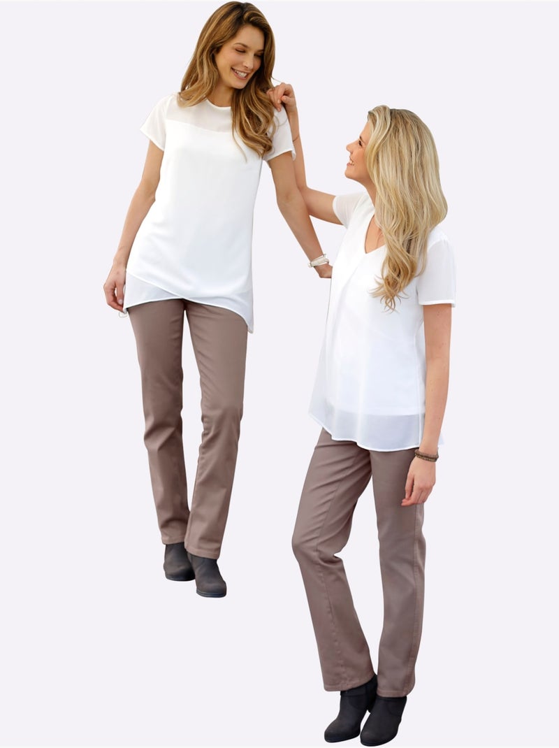 Jean 5 poches qualité coton - taille longue - witt Gris taupe - Kiabi