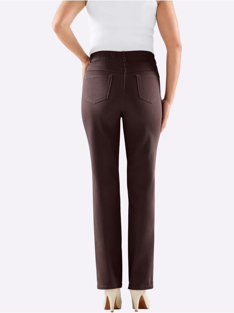 Jean 5 poches qualité coton - taille longue - witt Marron/Choco - Kiabi