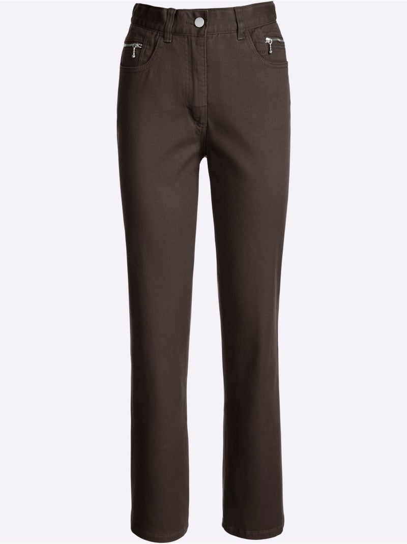 Jean 5 poches qualité coton - taille longue - witt Marron/Choco - Kiabi