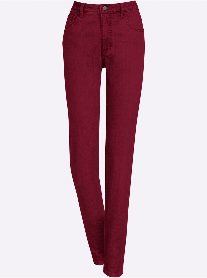 Jean 5 Poches Qualité Coton - Taille Longue - Witt Rouge foncé - Kiabi